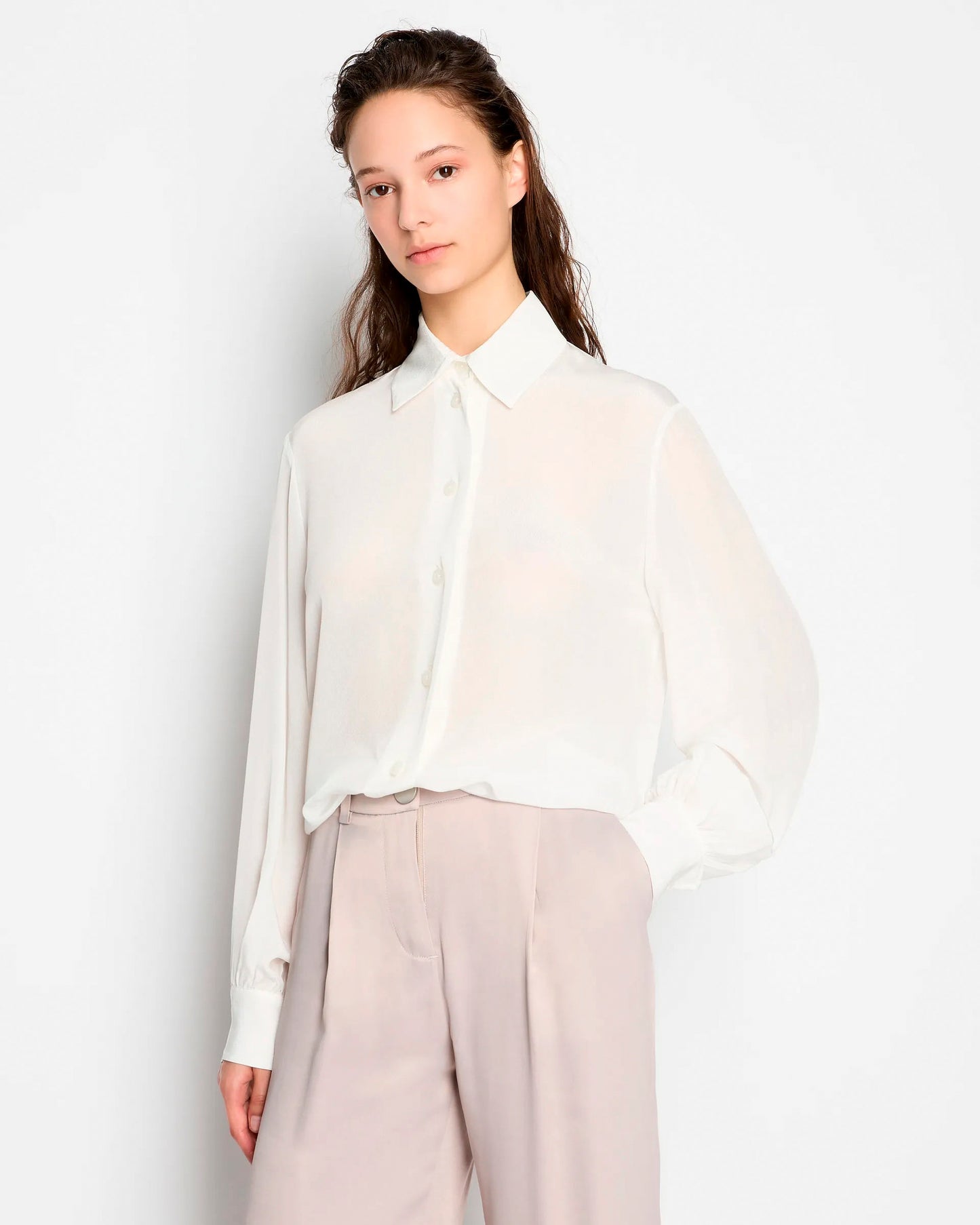 Camicia color avorio over in misto viscosa - Dantoni Shop