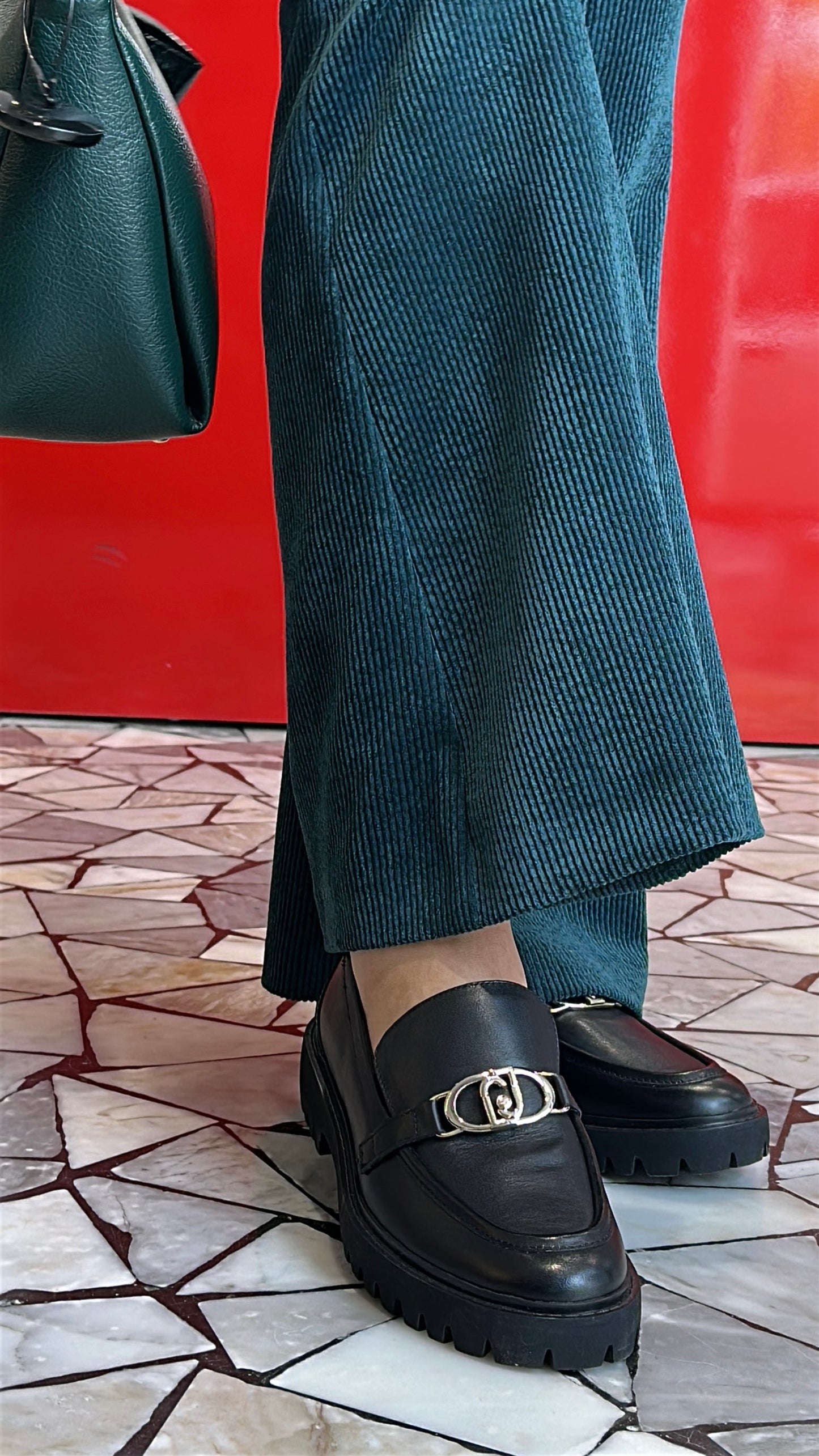 PALAZZO PANT VELLUTO VERDE