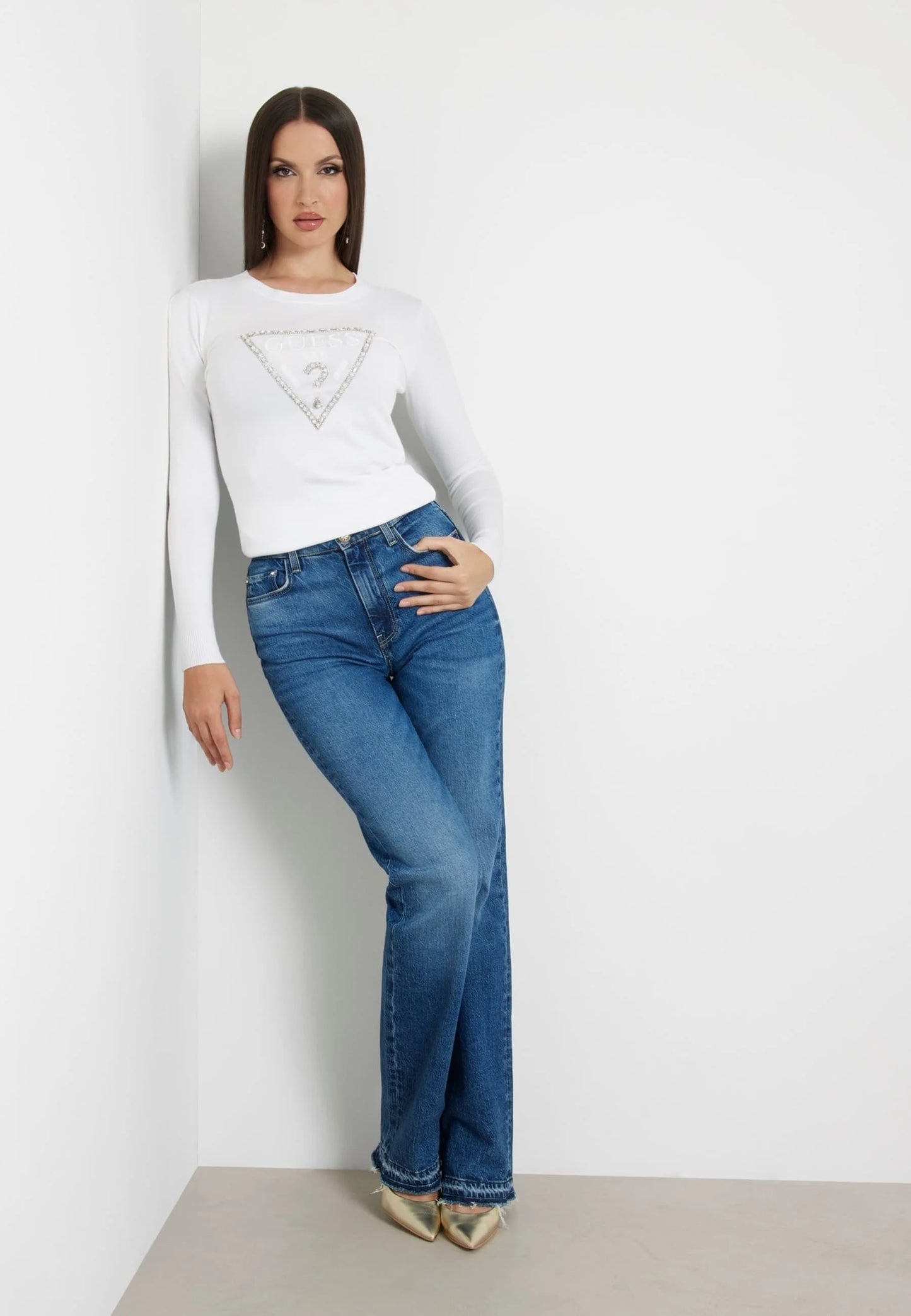 FRONTLOGO STRASS - Maglione - weiß