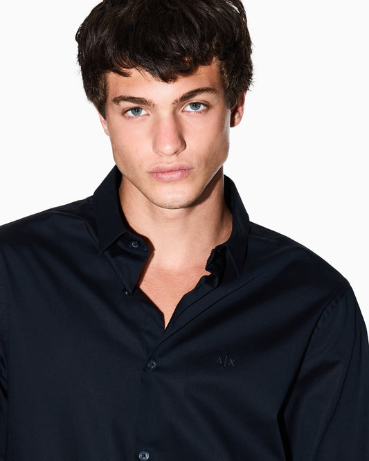 CAMICIA SLIM FIT IN POPELINE DI COTONE ELASTICIZZATO