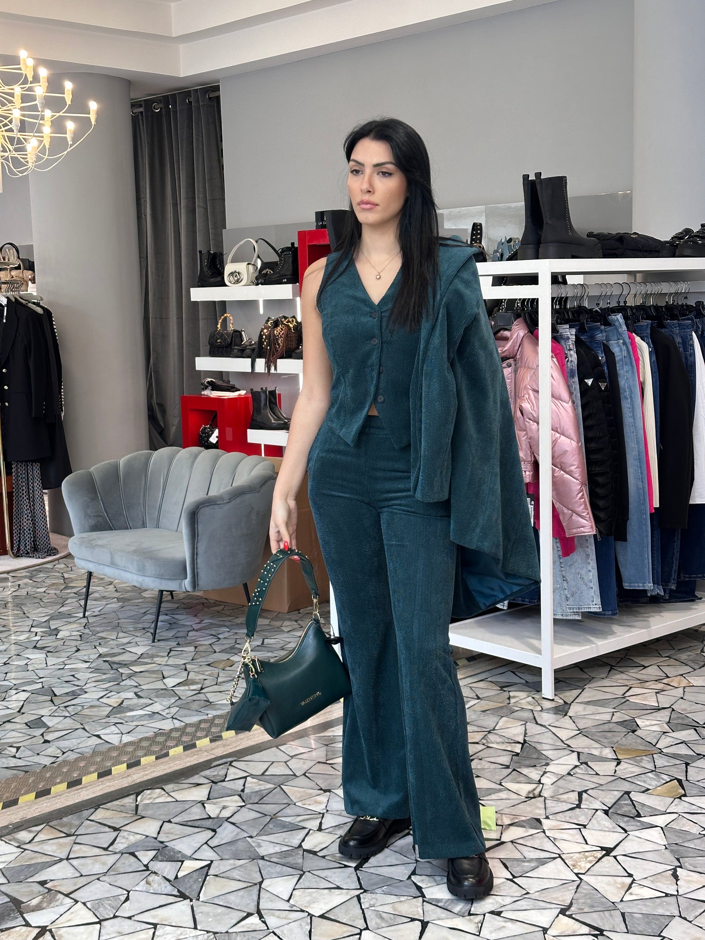 GIACCA VELLUTO VERDE - VERONICA MODA