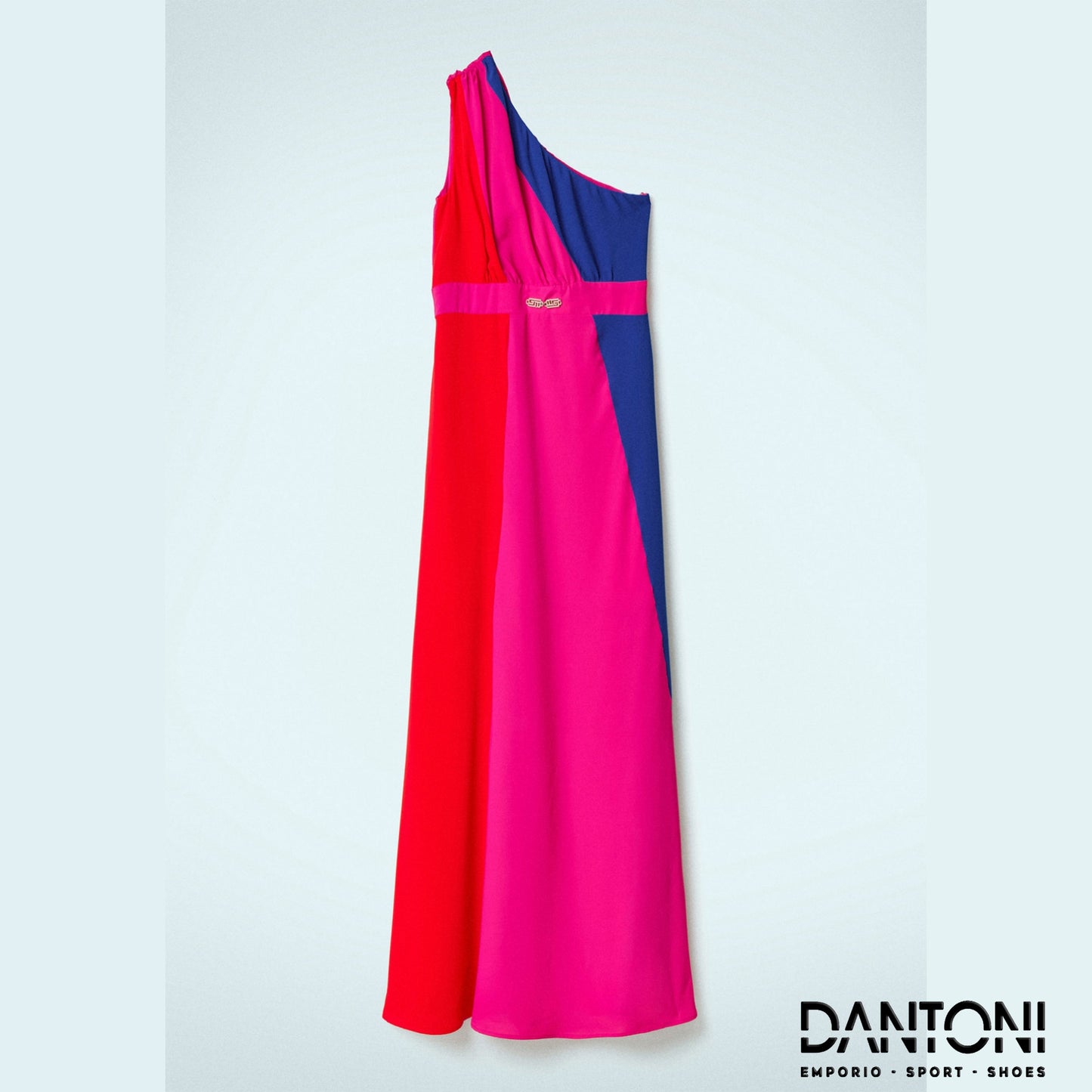 Abito Lungo Monospalla In Crepe Corallo/Fucsia Shocking/Bluette - Gaëlle Paris - Dantoni Shop