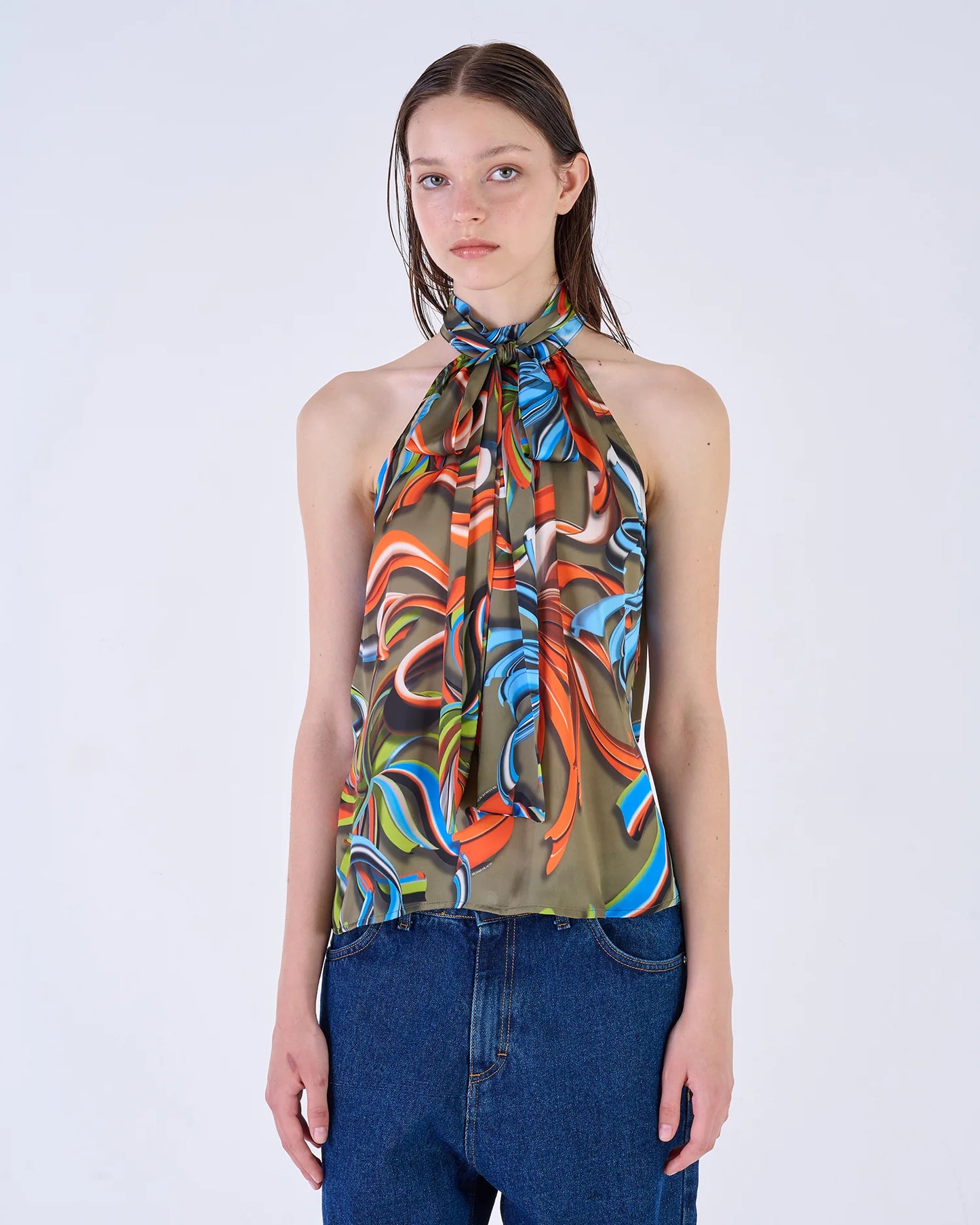 Printed top con American neckline - Dantoni Shop