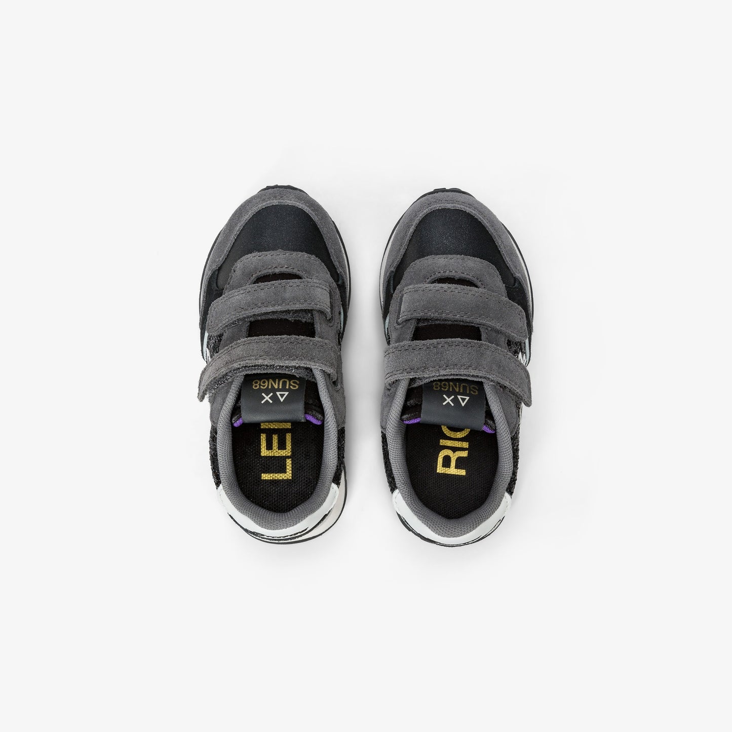 Sneaker Girl's Big Ally Glitter in pelle e suede Nero