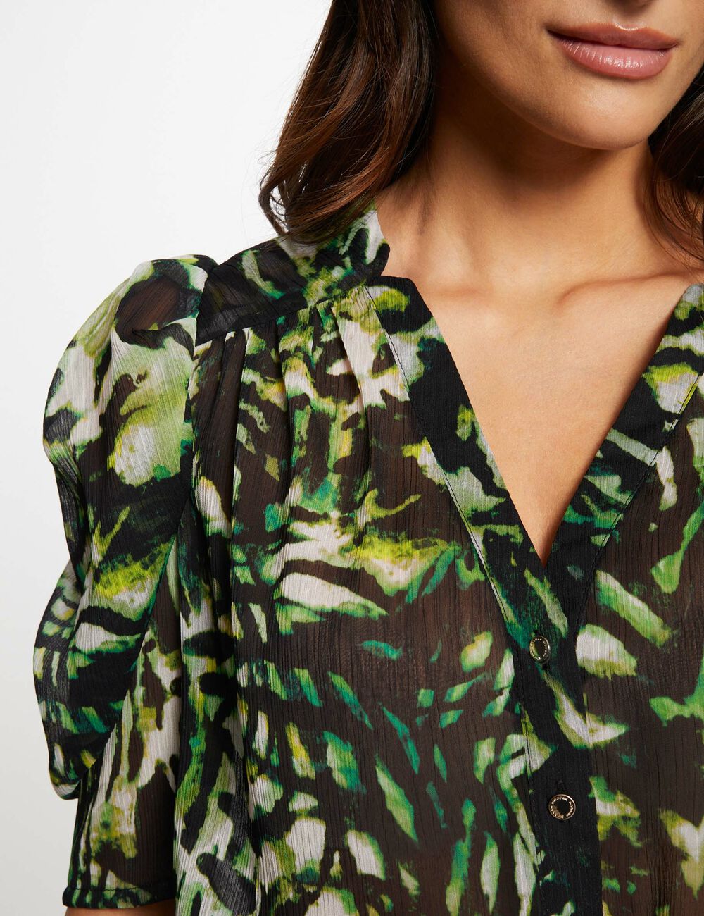 Printed shirt with V-neck multicolored women - Dantoni Shop