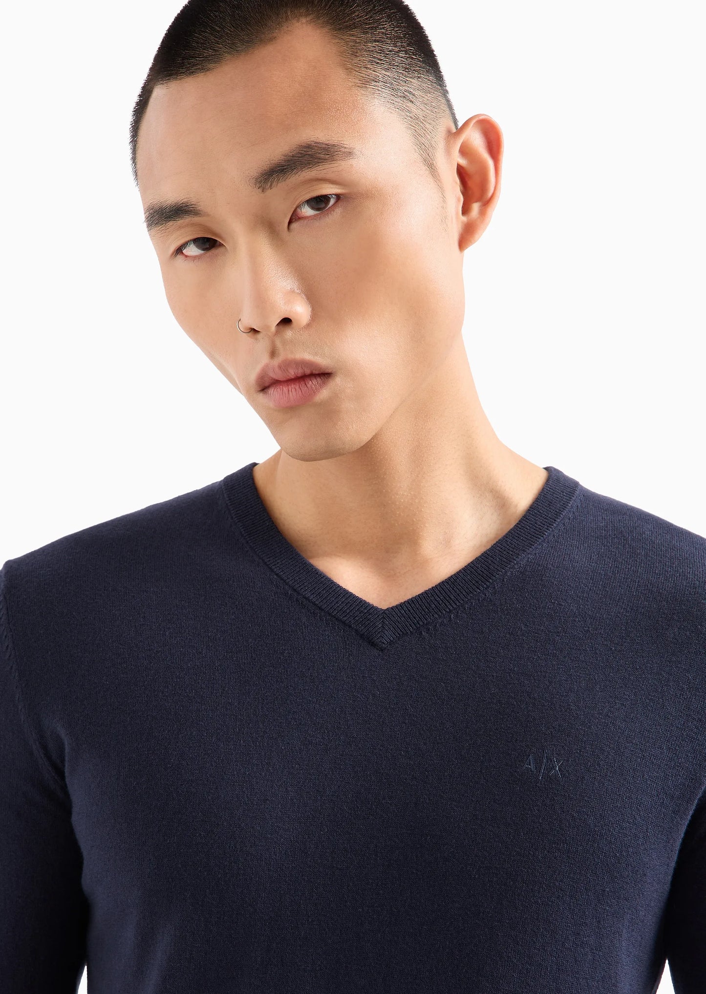 Maglione girocollo in cotone e cashmere