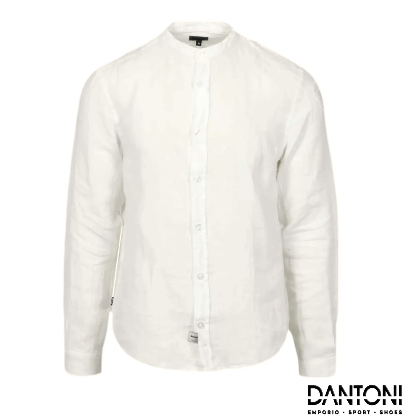 Camicia Blauer in lino bianco con collo coreano - Dantoni Shop