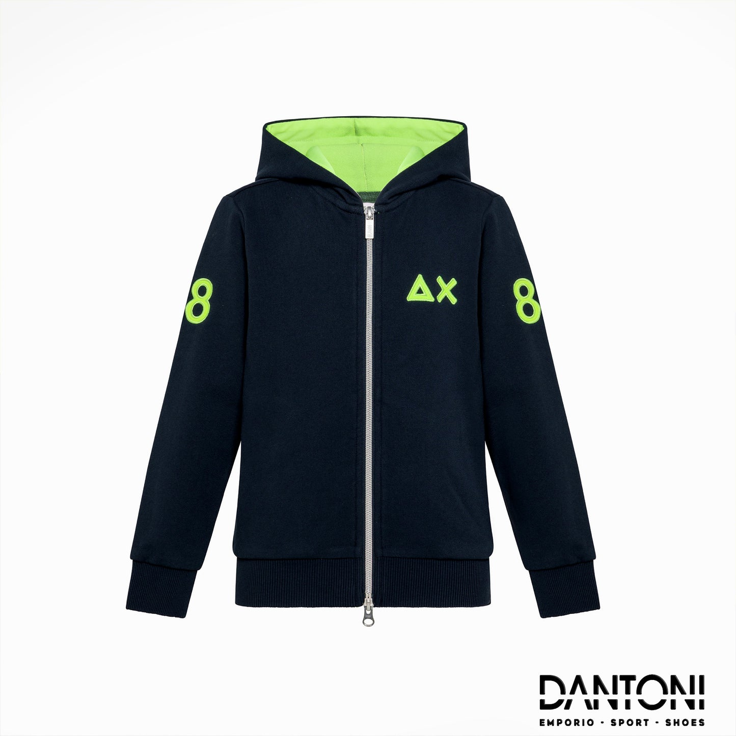 BOY'S HOOD ZIP SUN68 FLUO COTT.FL. NAVY BLUE - Dantoni Shop