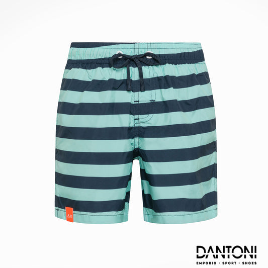 BOY'S SWIM PANT SMALL STRIPES NAVY BLUE/ACQUA - Dantoni Shop
