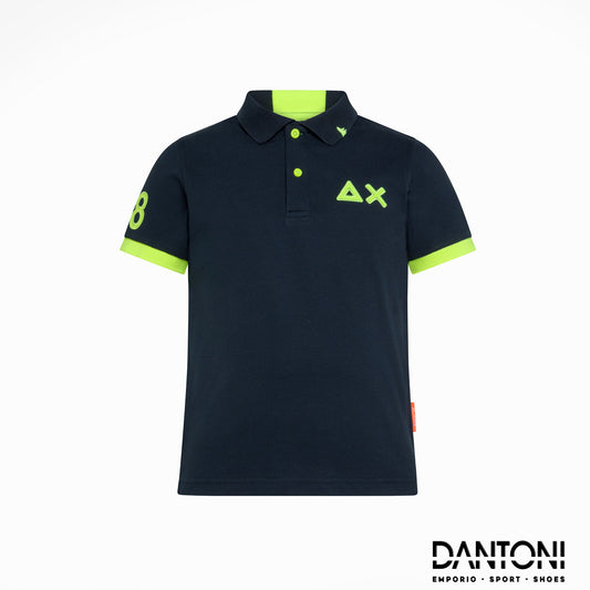 BOY'S POLO LOGO FLUO S/S ROYAL Dark Blu - Dantoni Shop