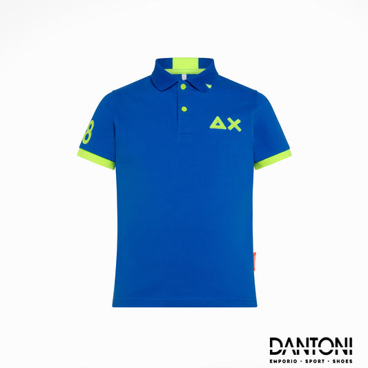 BOY'S POLO LOGO FLUO S/S ROYAL - Dantoni Shop