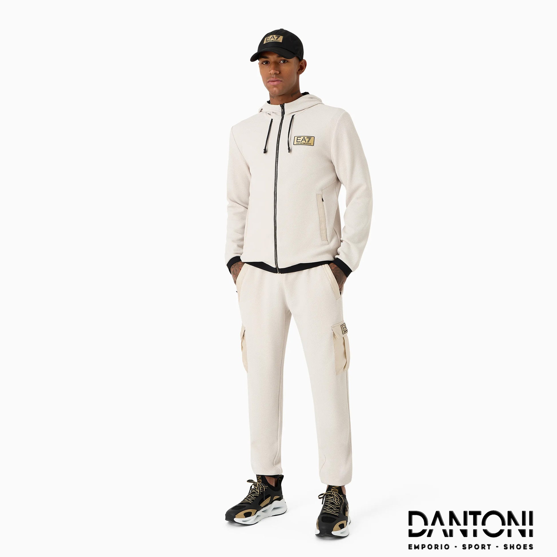 Gold Label stretch technical fabric hooded sweatshirt - Dantoni Shop