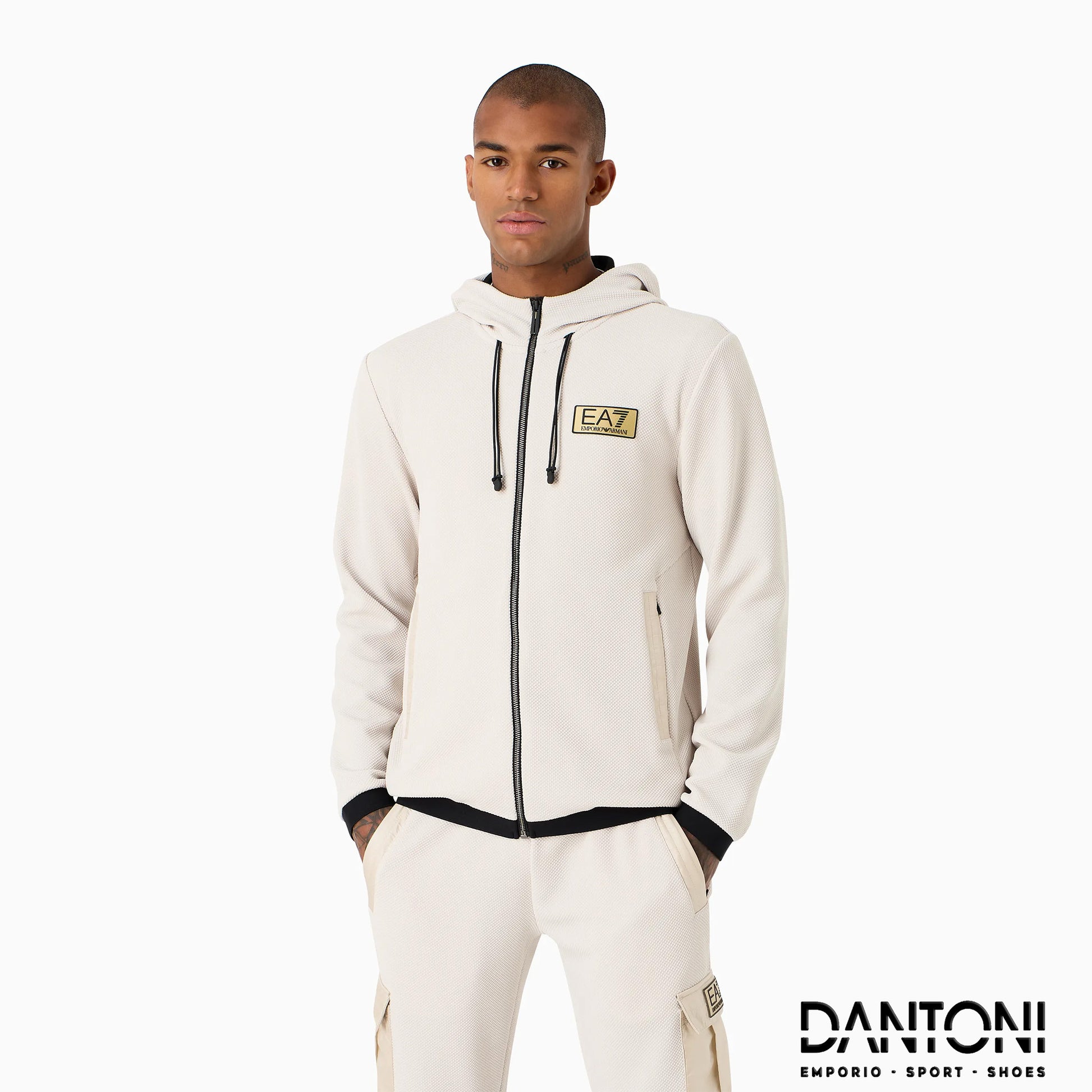 Gold Label stretch technical fabric hooded sweatshirt - Dantoni Shop