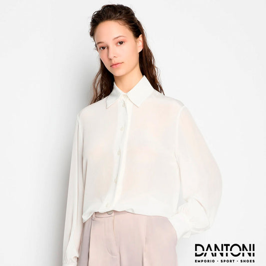 Camicia color avorio over in misto viscosa - Dantoni Shop