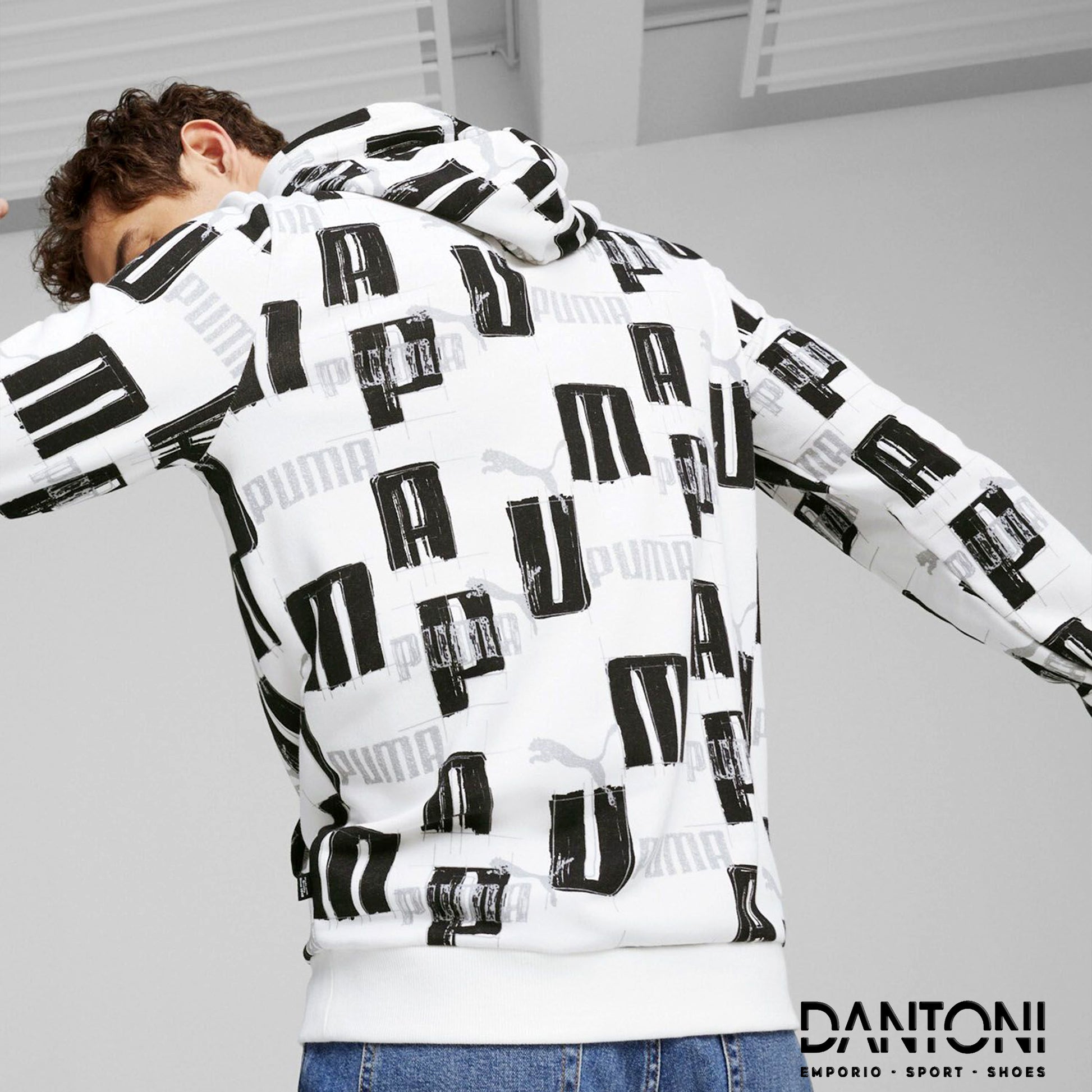 FELPA CON CAPPUCCIO LOGO LAB PUMA RAGAZZO - BIANCO - Dantoni Shop