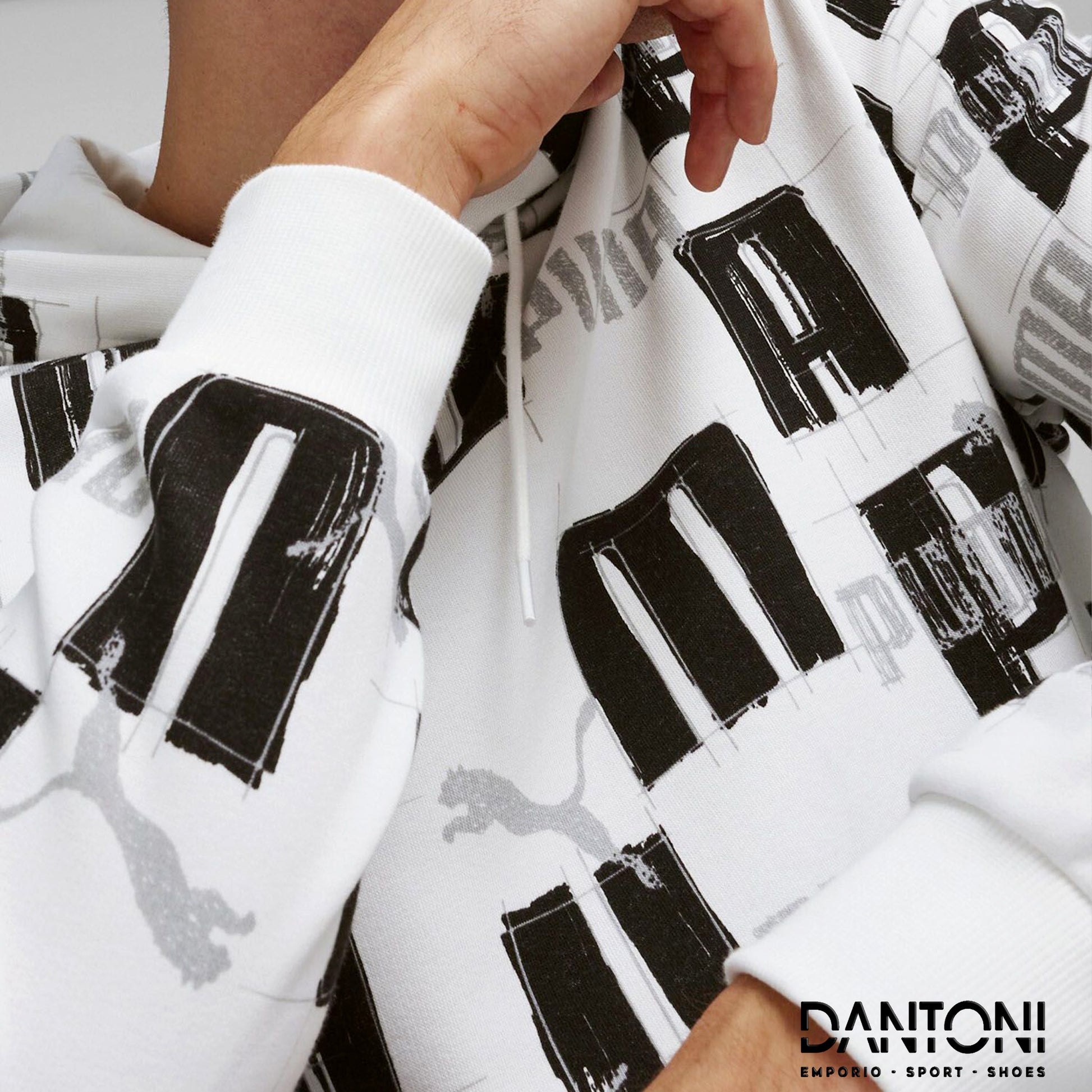 FELPA CON CAPPUCCIO LOGO LAB PUMA RAGAZZO - BIANCO - Dantoni Shop