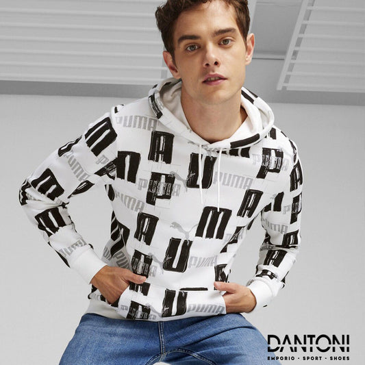FELPA CON CAPPUCCIO LOGO LAB PUMA RAGAZZO - BIANCO - Dantoni Shop