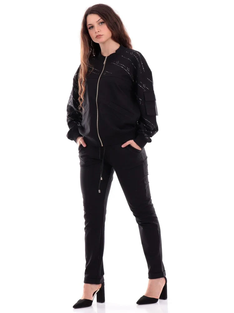 Felpa Aperta Nero Donna