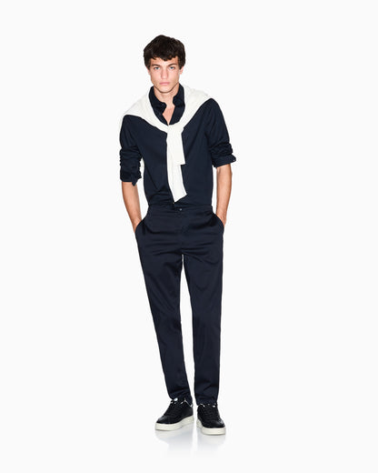 CAMICIA SLIM FIT IN POPELINE DI COTONE ELASTICIZZATO - Dantoni Shop
