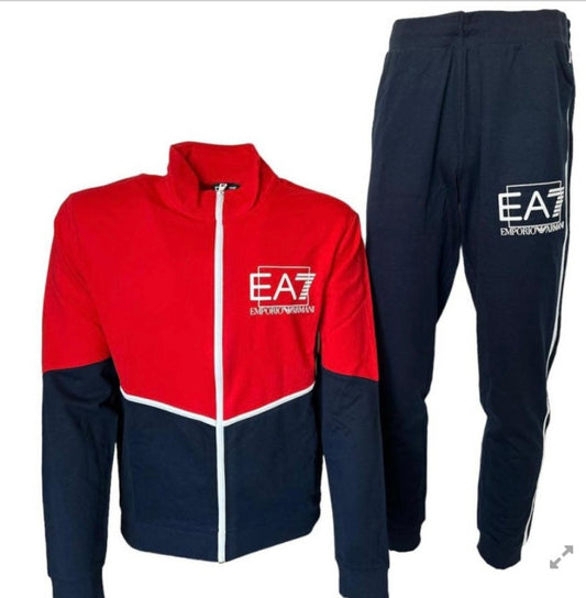 EA7 tuta completa rosso/nero uomo