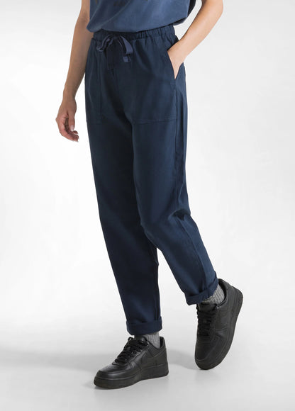 PANTALONE IN GABARDINE CON COULISSE BLU - Dantoni Shop