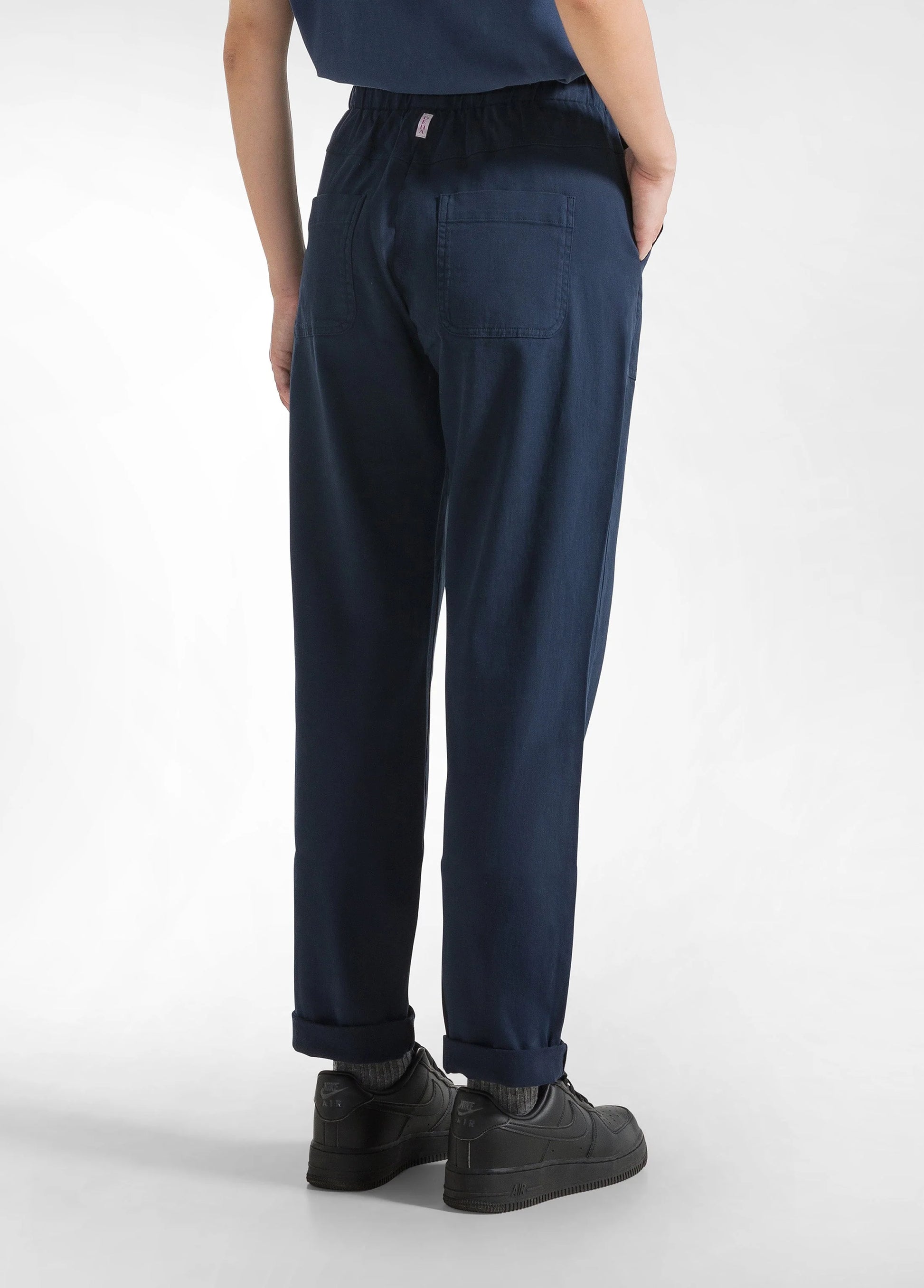 PANTALONE IN GABARDINE CON COULISSE BLU - Dantoni Shop