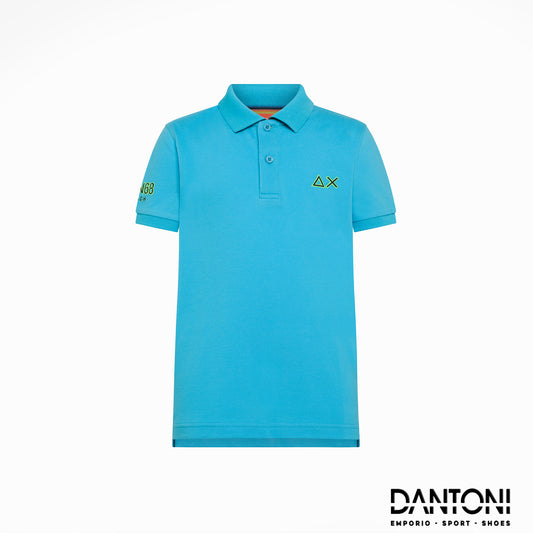 BOY'S POLO SUN68 LOGO BEACH S/S TURCHESE - Dantoni Shop