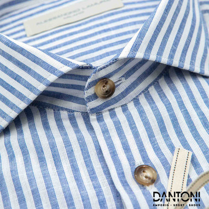 Camicia Lino Blu e Bianca Rigata - Dantoni Shop