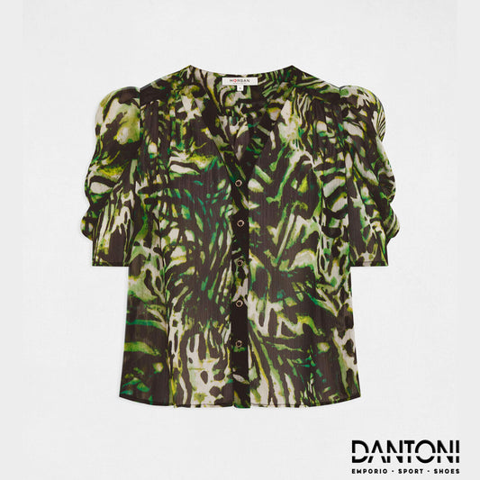 Printed shirt with V-neck multicolored women - Dantoni Shop