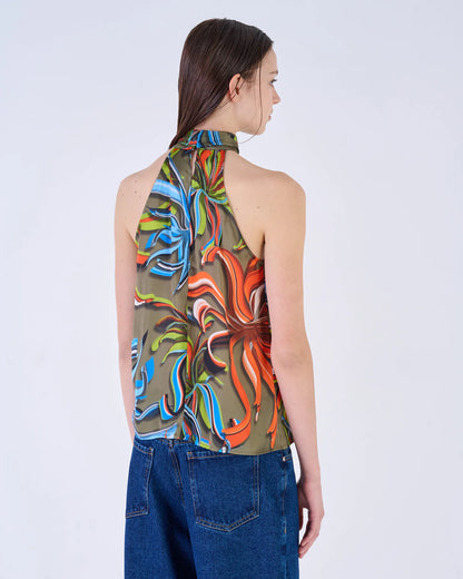 Printed top con American neckline - Dantoni Shop
