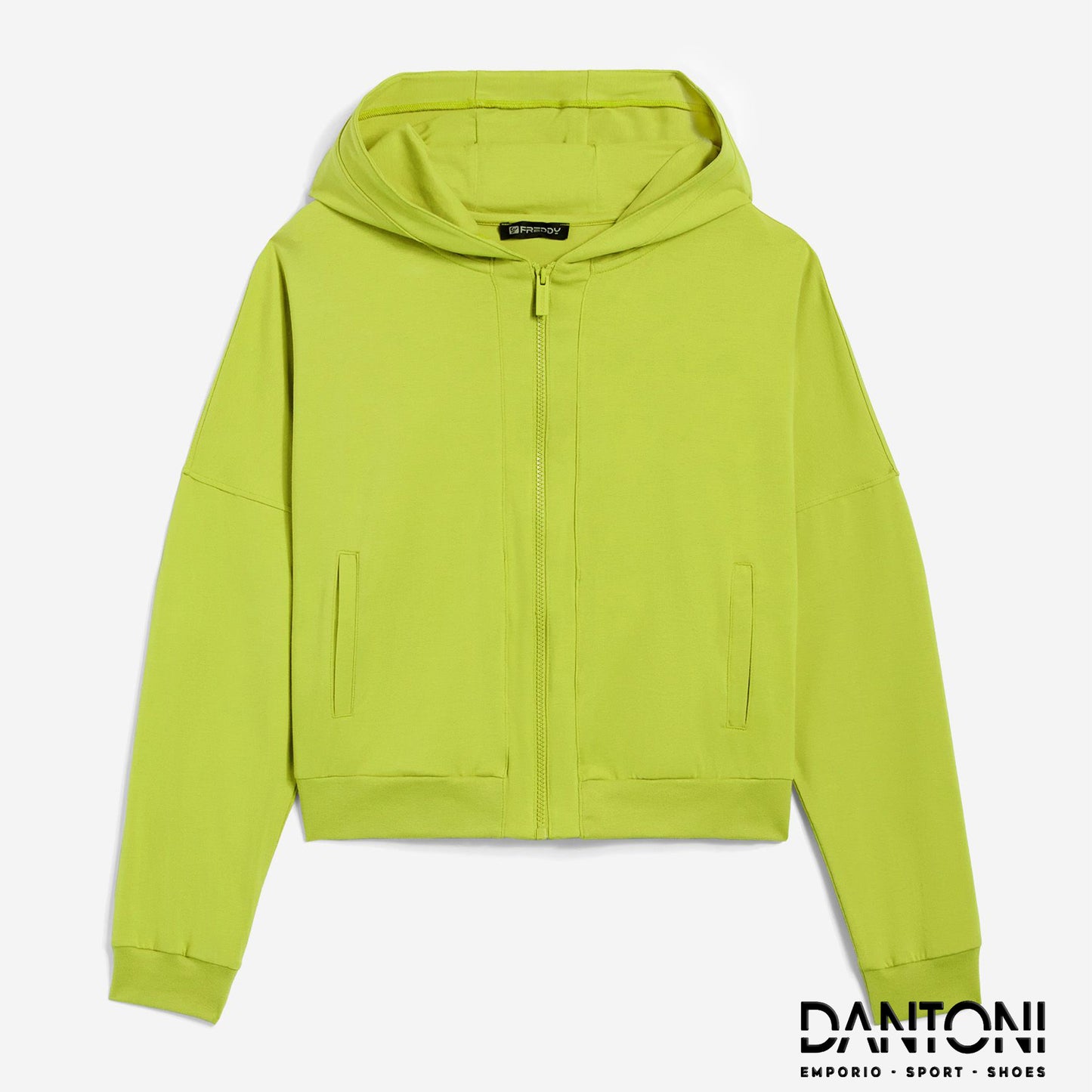 Felpa corta con cappuccio e zip in heavy jersey stretch - Dantoni Shop