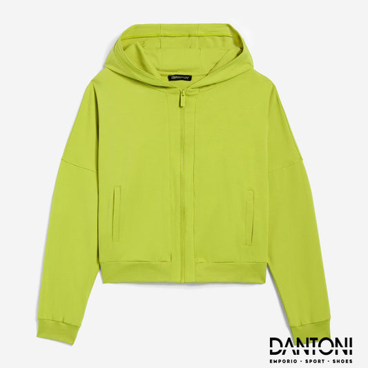 Felpa corta con cappuccio e zip in heavy jersey stretch - Dantoni Shop