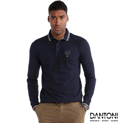 Aeronautica Militare Polo Uomo Frecce Tricolori in piqué Dark Blu - Dantoni Shop