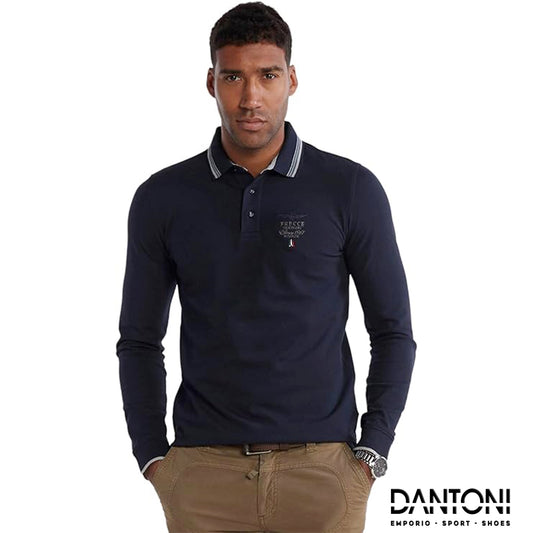 Aeronautica Militare Polo Uomo Frecce Tricolori in piqué Dark Blu - Dantoni Shop