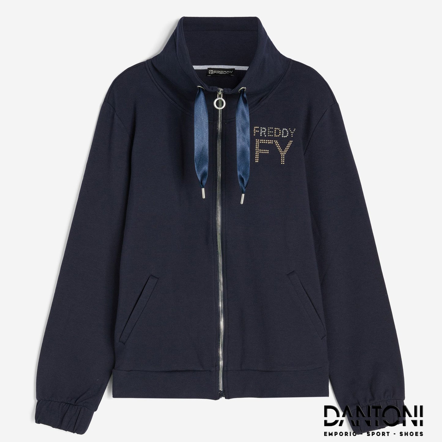 Felpa donna in french terry modal con collo alto e zip - Dantoni Shop