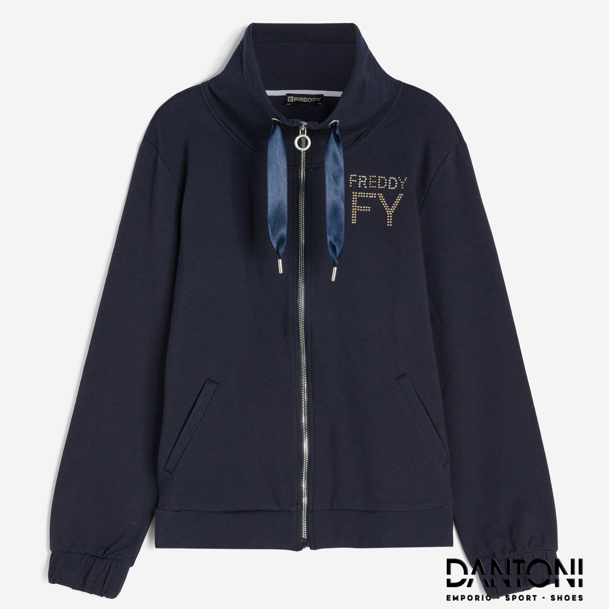 Felpa donna in french terry modal con collo alto e zip - Dantoni Shop