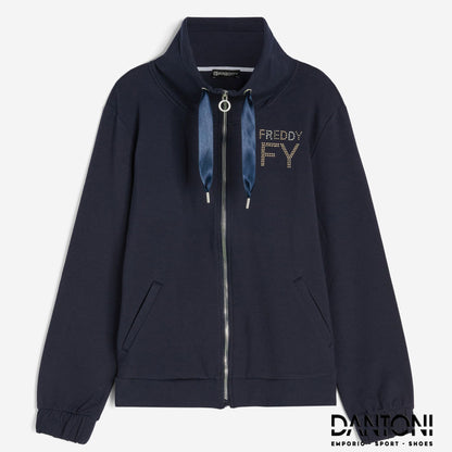 Felpa donna in french terry modal con collo alto e zip - Dantoni Shop