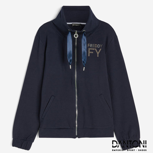 Felpa donna in french terry modal con collo alto e zip - Dantoni Shop