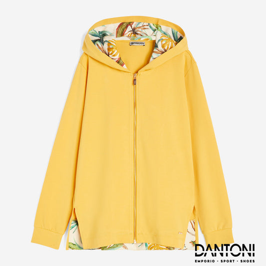 Felpa collo alto e zip in jersey con dettagli tropical - Dantoni Shop