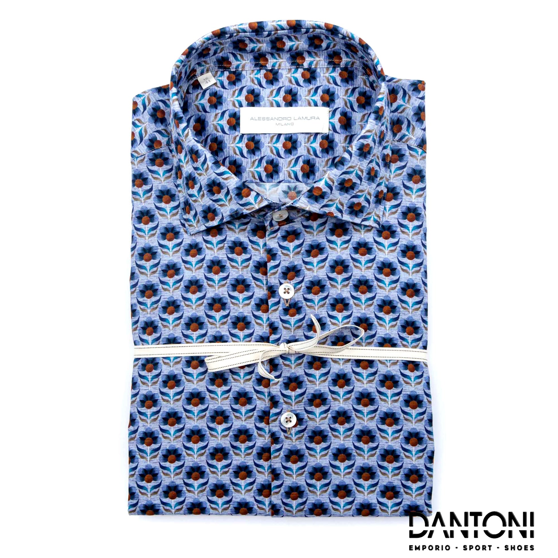 Camicia Collo Italiano Con Fantasia - Dantoni Shop