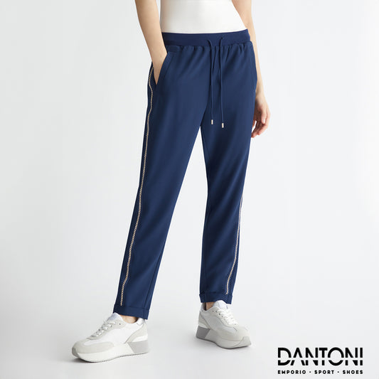 Blue trousers with chain detailing - Dantoni Shop