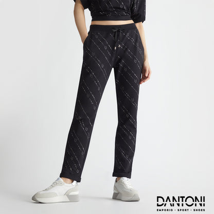 Pantaloni joggings neri con strass - Dantoni Shop