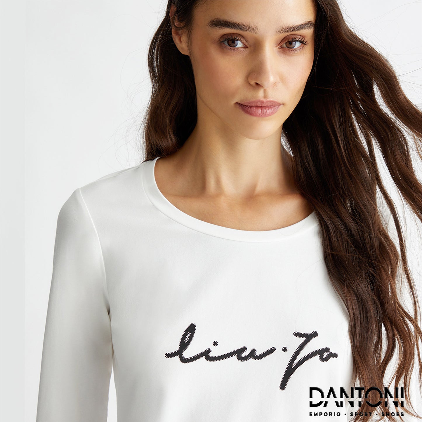 T-shirt con logo e strass Bianca - Dantoni Shop