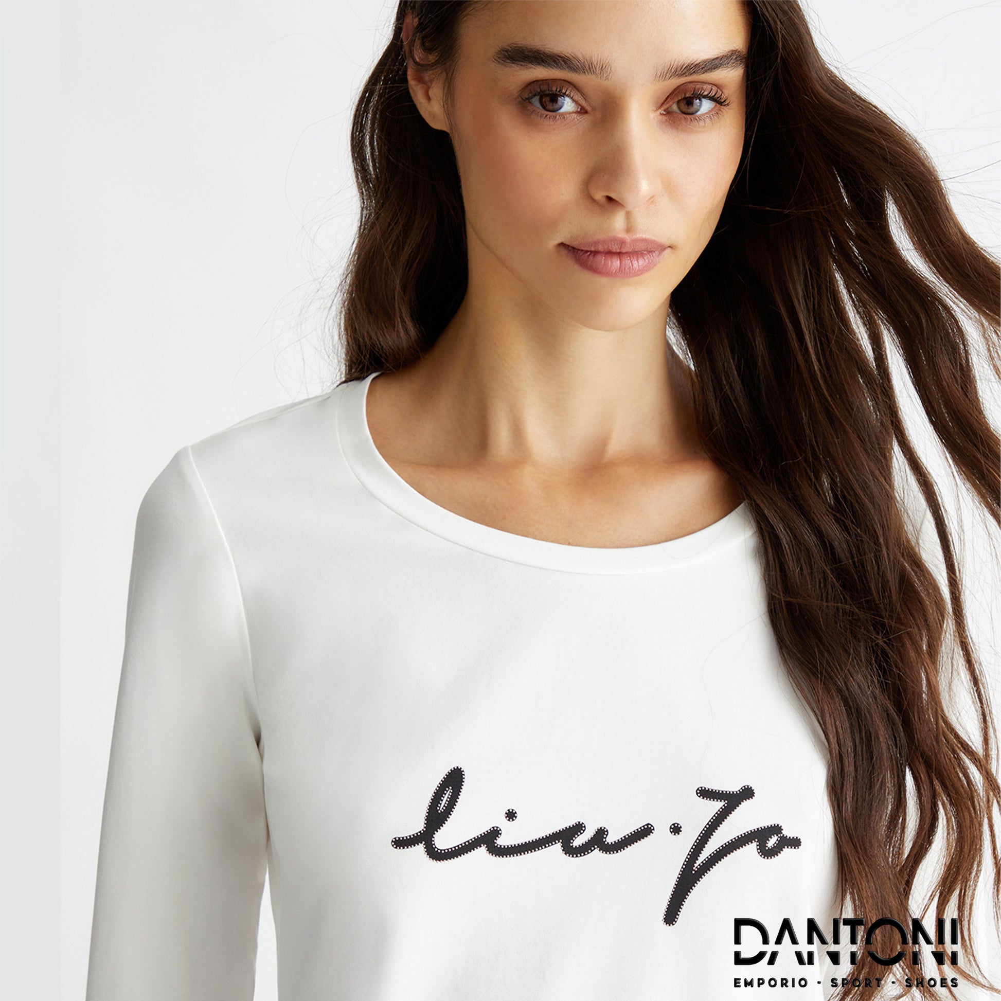 T-shirt con logo e strass Bianca - Dantoni Shop