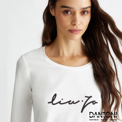 T-shirt con logo e strass Bianca - Dantoni Shop