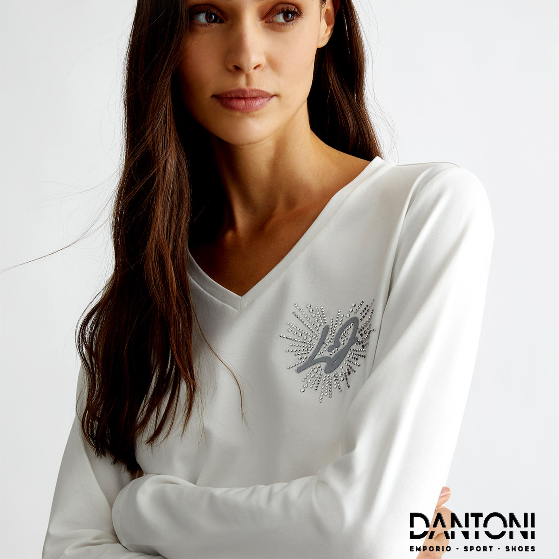 T-shirt con cuore e strass - Dantoni Shop
