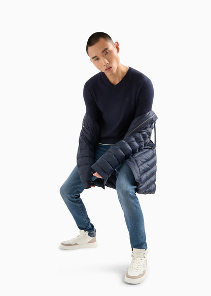 Maglione girocollo in cotone e cashmere