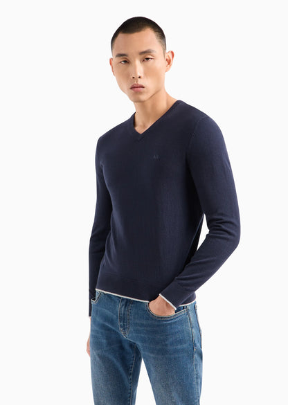 Maglione girocollo in cotone e cashmere