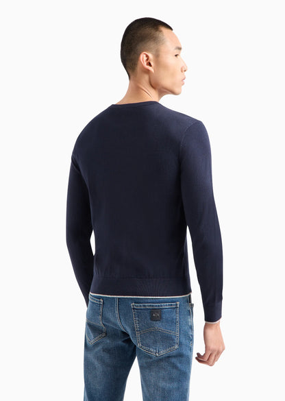 Maglione girocollo in cotone e cashmere