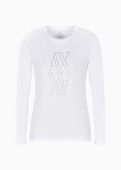 T-shirt regular fit a maniche lunghe con monogram di borchie ASV